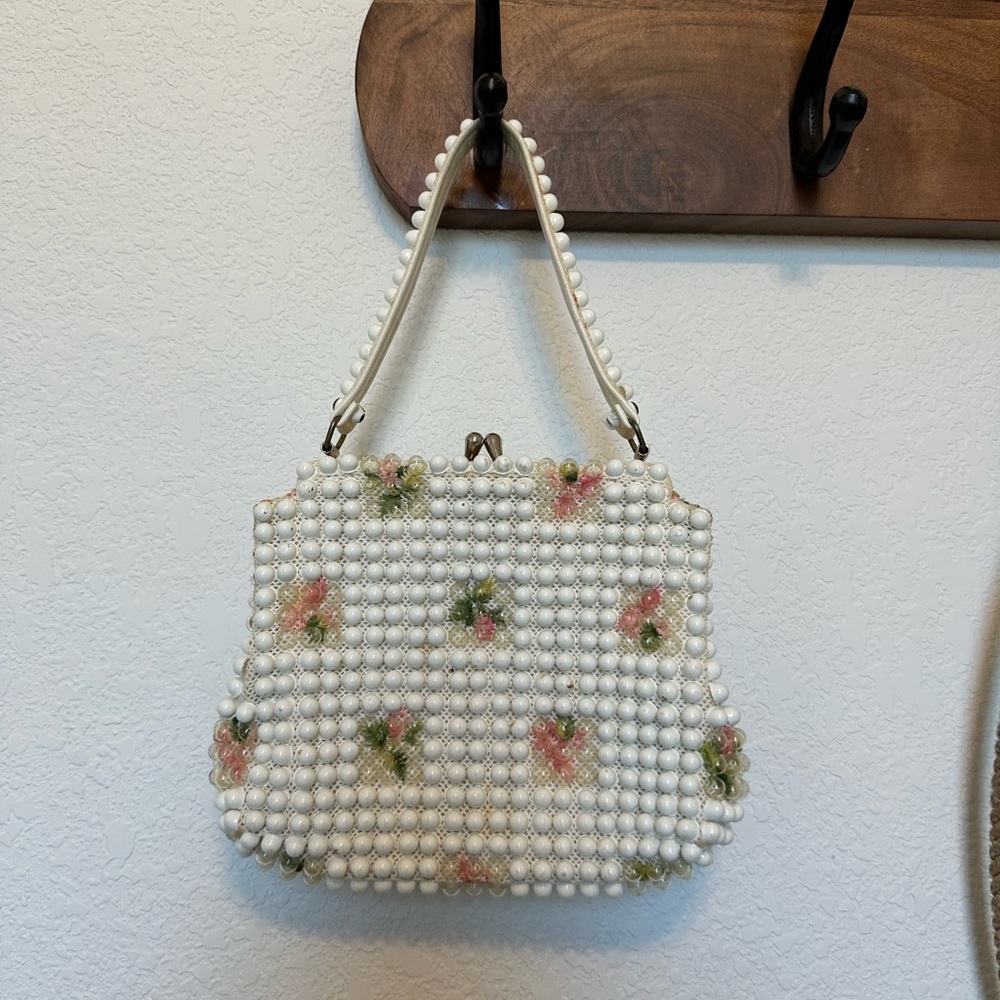 Vintage 1950s GRANDÉE BEAD Bubble Beaded Floral Handbag / Clutch, Made in U.S.A.
